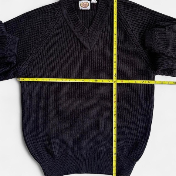 Vintage Picket and Post Classic Black Acrylic Knit V-Neck Sweater L - Picture 4 of 6